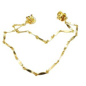 Vintage Sweater Guard with Love Knot Clasps and Double Strand Bar Chains in Gold